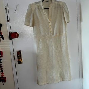 Vintage Cream Boucle Mid Length Day Dress
